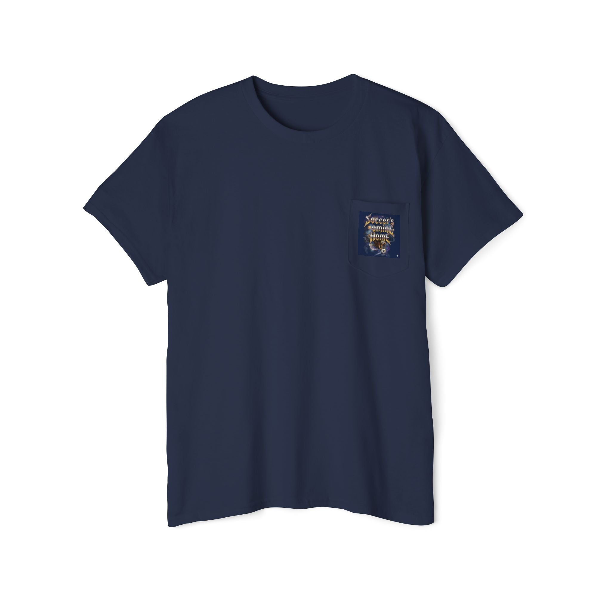 Soccer's Coming Pocket Tee — Eagle Soccer Team Graphic T-Shirt