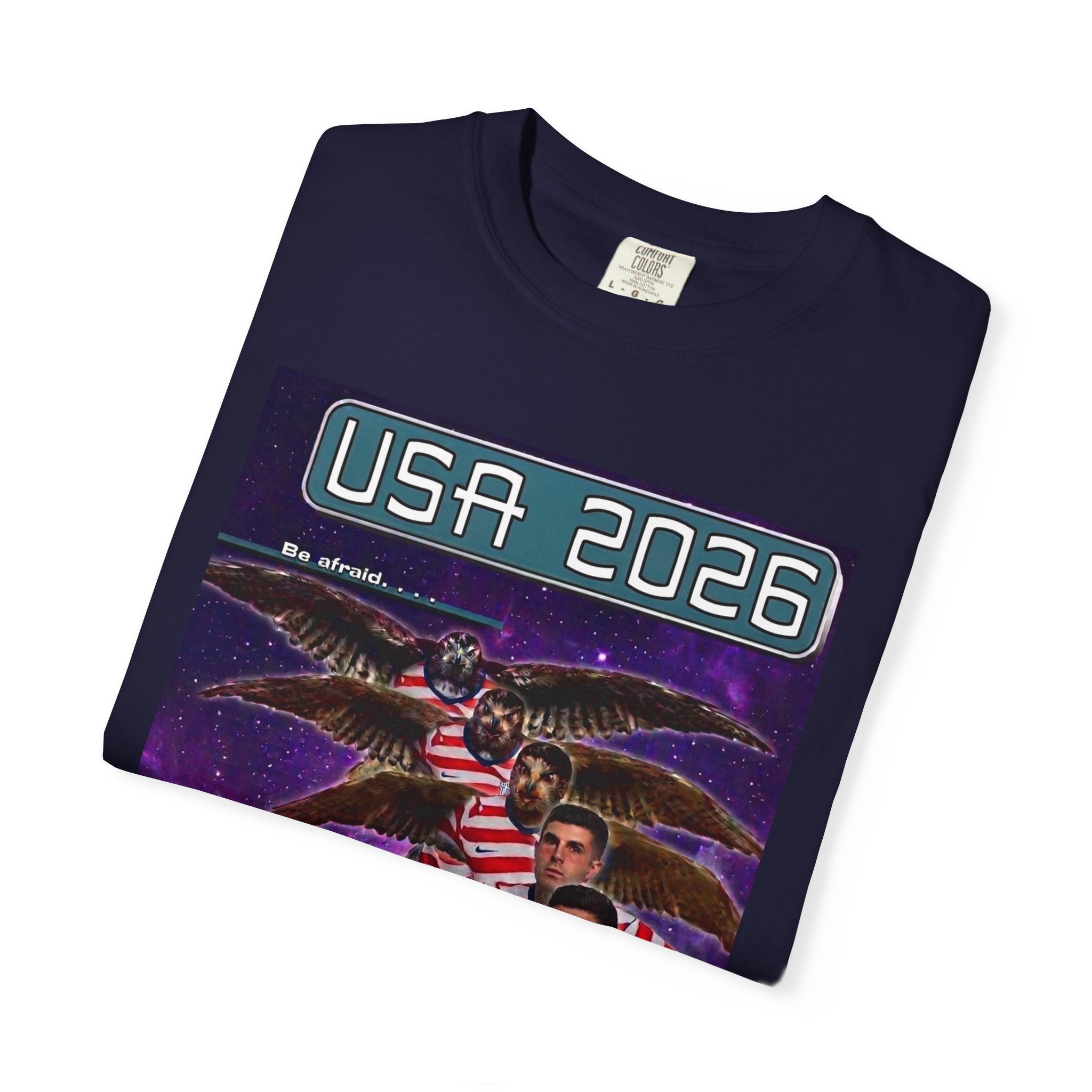 USA 2026 Striped Fan T-Shirt — Morphing into Eagles
