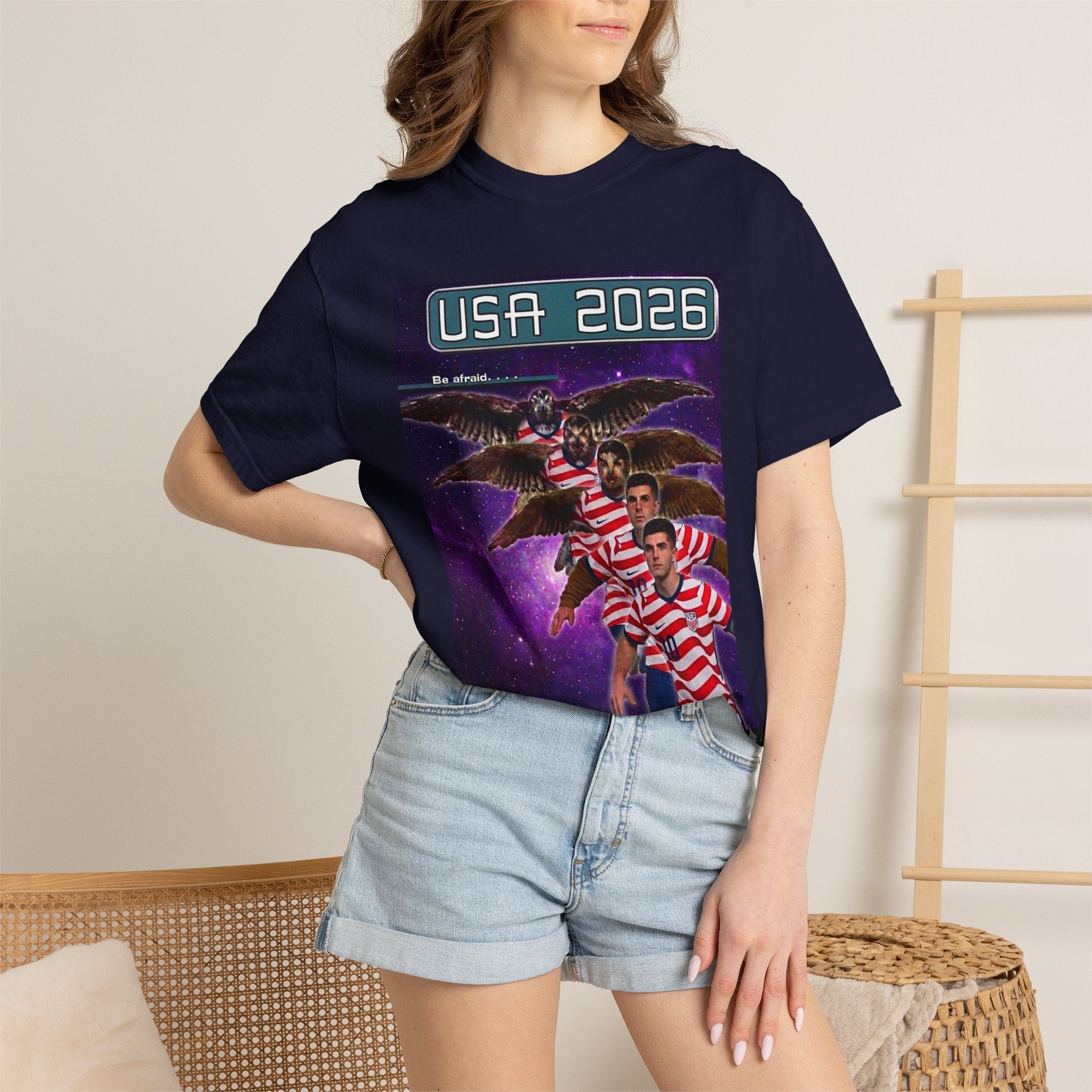 USA 2026 Striped Fan T-Shirt — Morphing into Eagles